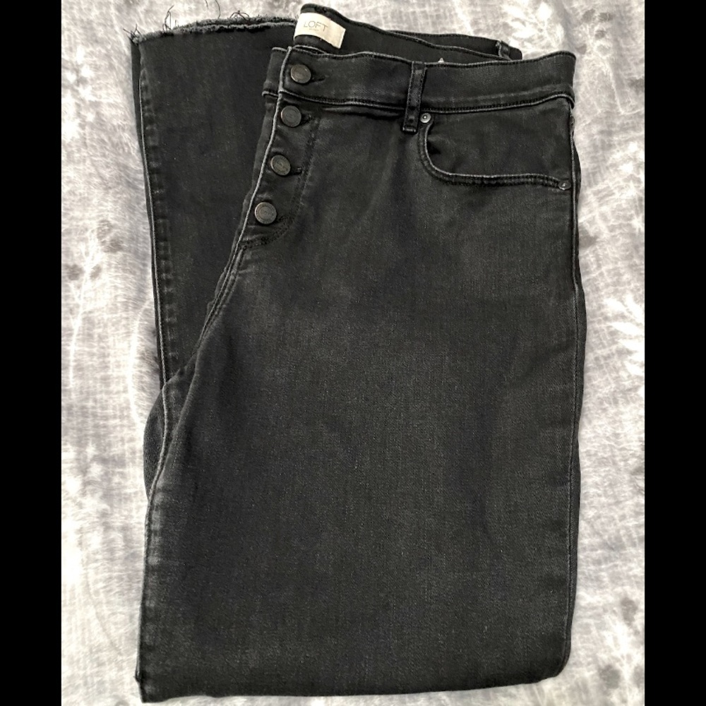 Loft high waisted jeans, black, size 16 like new